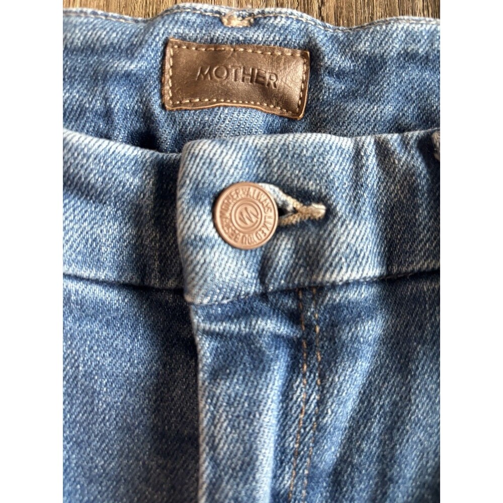 MOTHER The Lil Roller Fray Wide Leg Blue Stretch Jean NWOT Size 27 MSRP $258 - Picture 5 of 14